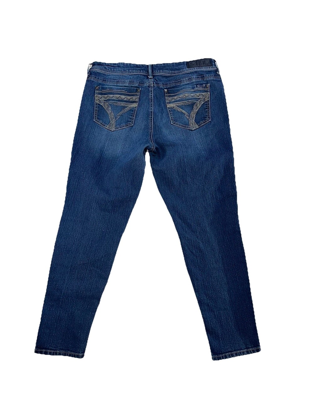 Seven7 Women's Leggings Straight Blue Jeans Size 14 Casual Distressed Cropped